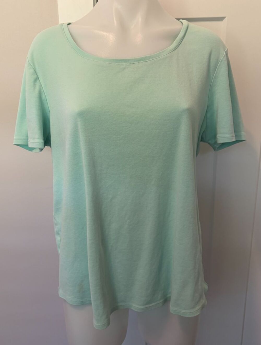 Chicos Womens Knit TOP Short Sleeve Light Green Ultimate Tee Size 3 (XL/16)